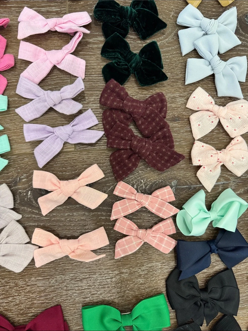 Assorted Girls' Fabric Mini Hair Bows - Pack of Mixed Colors